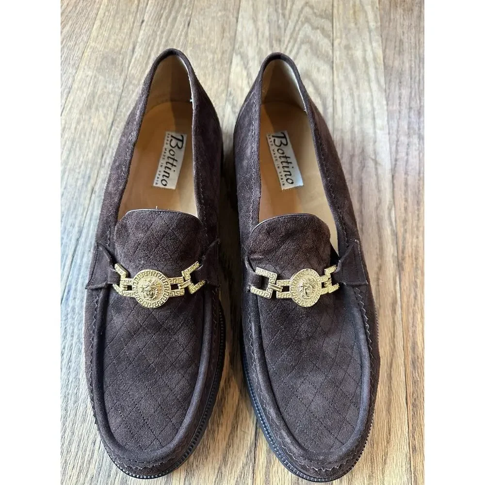 Vintage Bottino Men’s Suede Loafer 11.5 Spain Chunky Platform Chocolate Brown